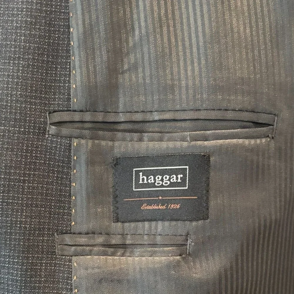 Haggar Wool Blend Black Blazer Men’s 44L 🖤 Classic Fit 2 Button Sport‎ Coat